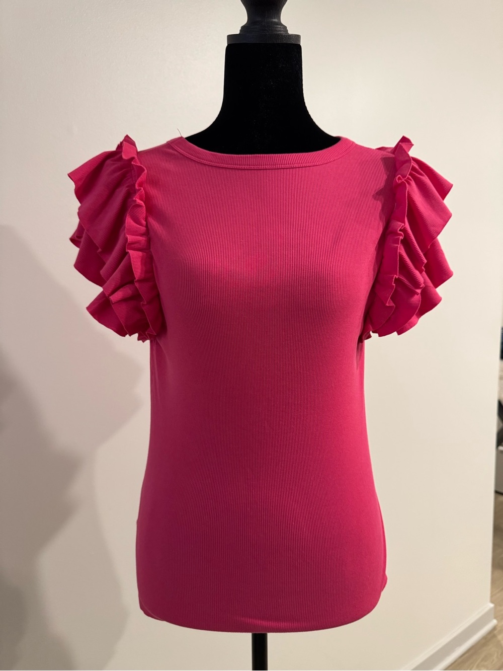 Women's Ruffle Sleeve Top - Hot Pink